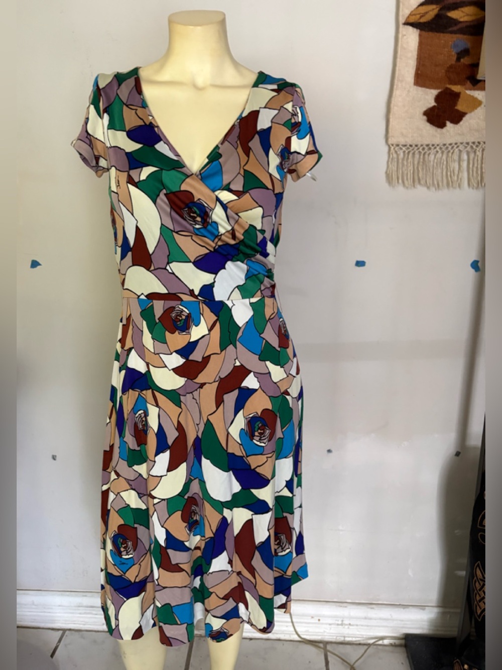 Issa London Multicolor Floral Wrap-Style Midi Dress Size 6